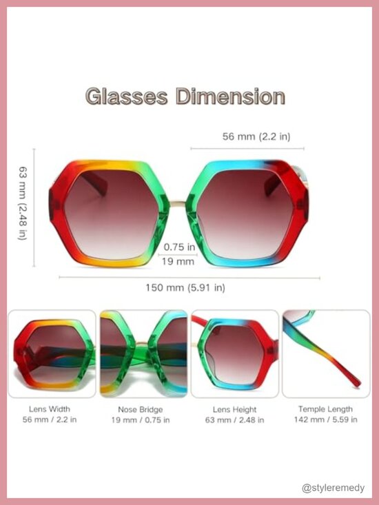 Oversized Retro Hexagonal Sunglasses UV400 Protection Polycarbonate Frame main image 6